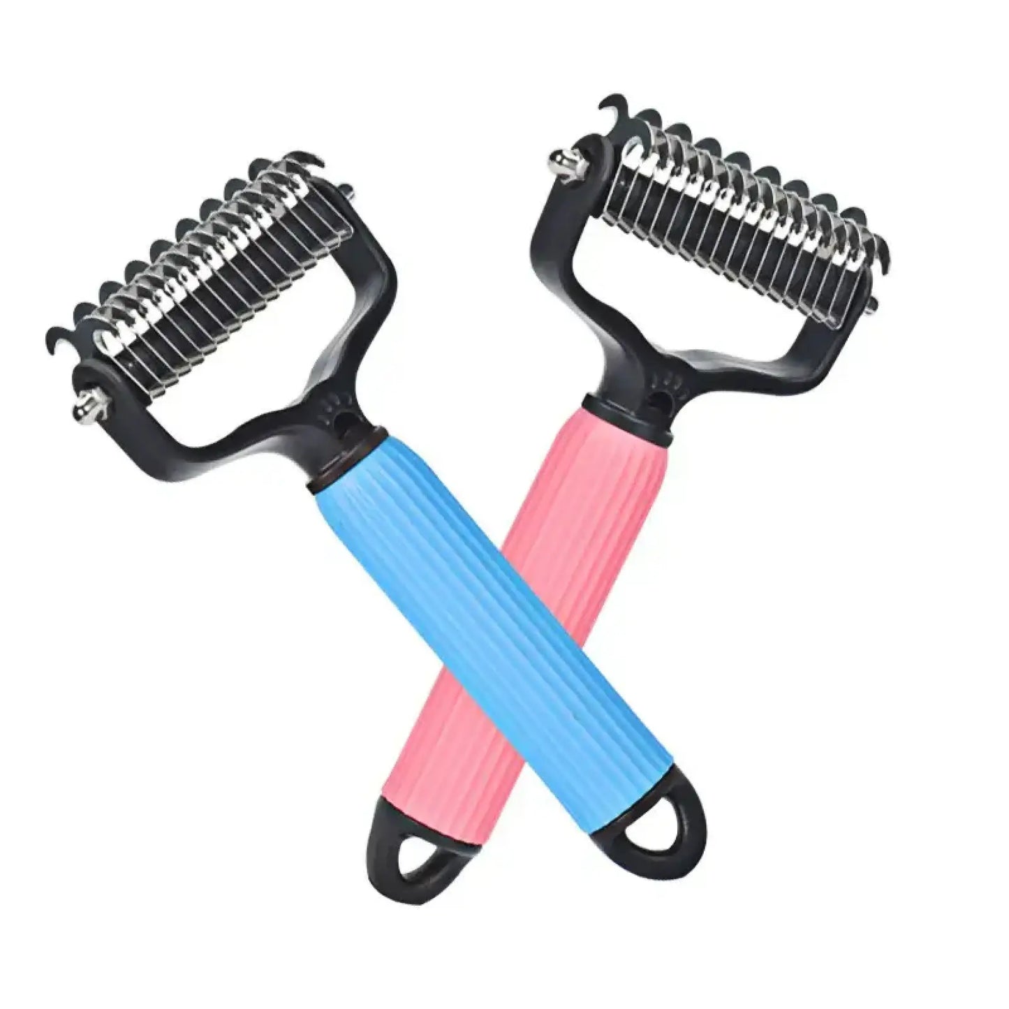 2-in-1 Stainless Steel Pet Grooming Comb: Professional Dematting & Deshedding Tool
