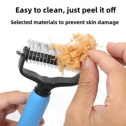 2-in-1 Stainless Steel Pet Grooming Comb: Professional Dematting & Deshedding Tool
