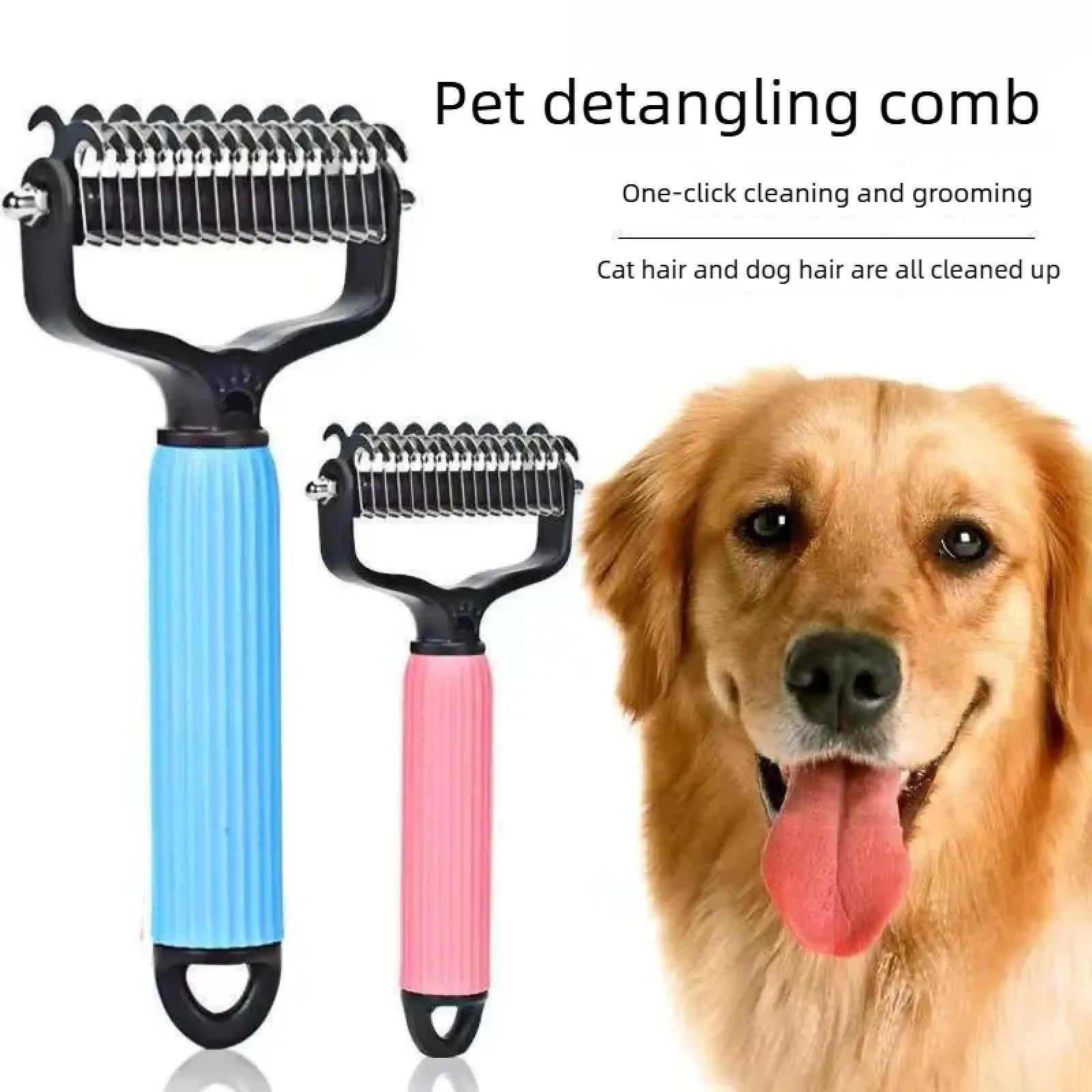 2-in-1 Stainless Steel Pet Grooming Comb: Professional Dematting & Deshedding Tool