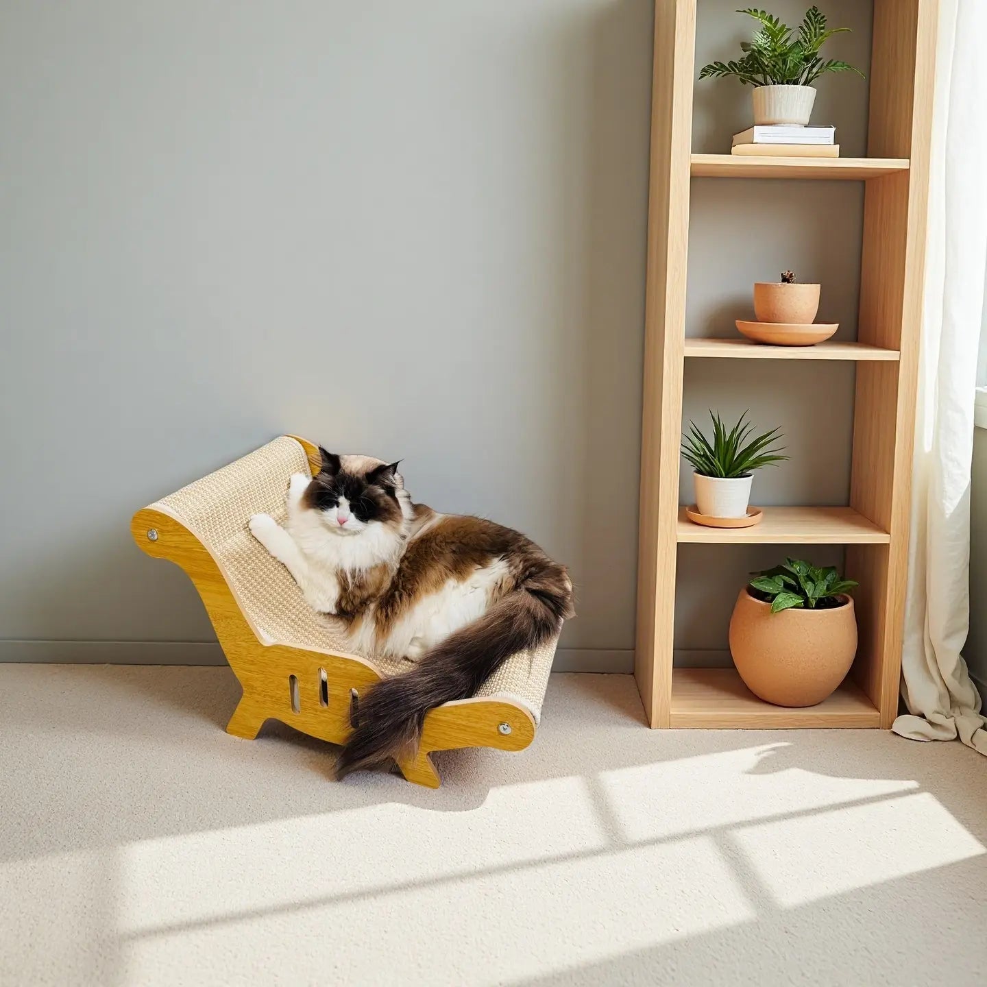 Sisal Fiber Cat Scratching Lounge Chair | 2-in-1 Pet Bed & Anti-Slip Play Station