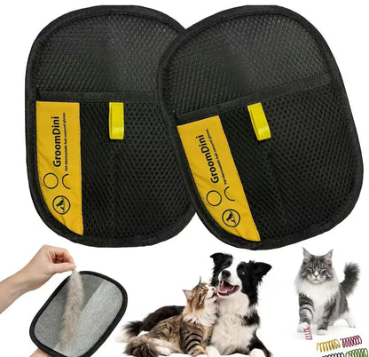 Multi-Surface Electrostatic Pet Hair Removal Glove & Reusable Fabric Brush