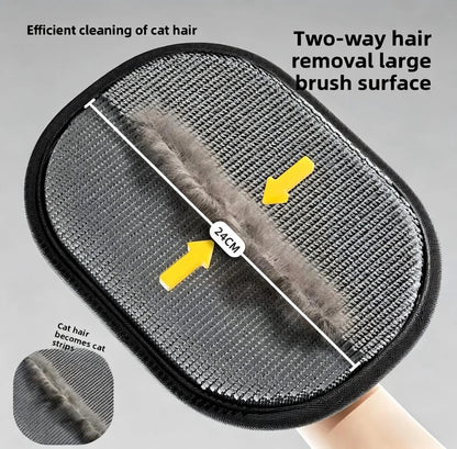 Multi-Surface Electrostatic Pet Hair Removal Glove & Reusable Fabric Brush