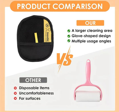 Multi-Surface Electrostatic Pet Hair Removal Glove & Reusable Fabric Brush