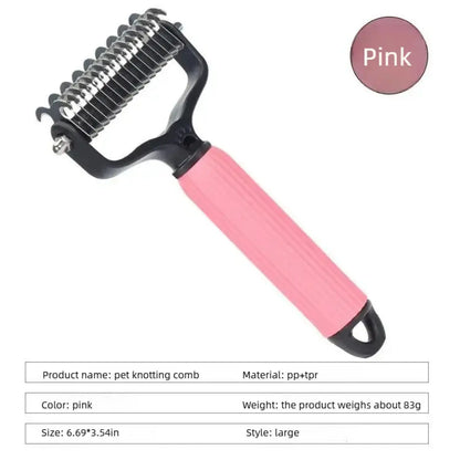 2-in-1 Stainless Steel Pet Grooming Comb: Professional Dematting & Deshedding Tool