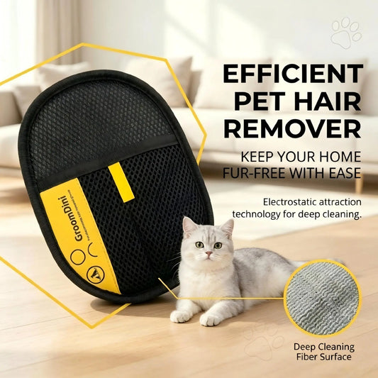 Multi-Surface Electrostatic Pet Hair Removal Glove & Reusable Fabric Brush