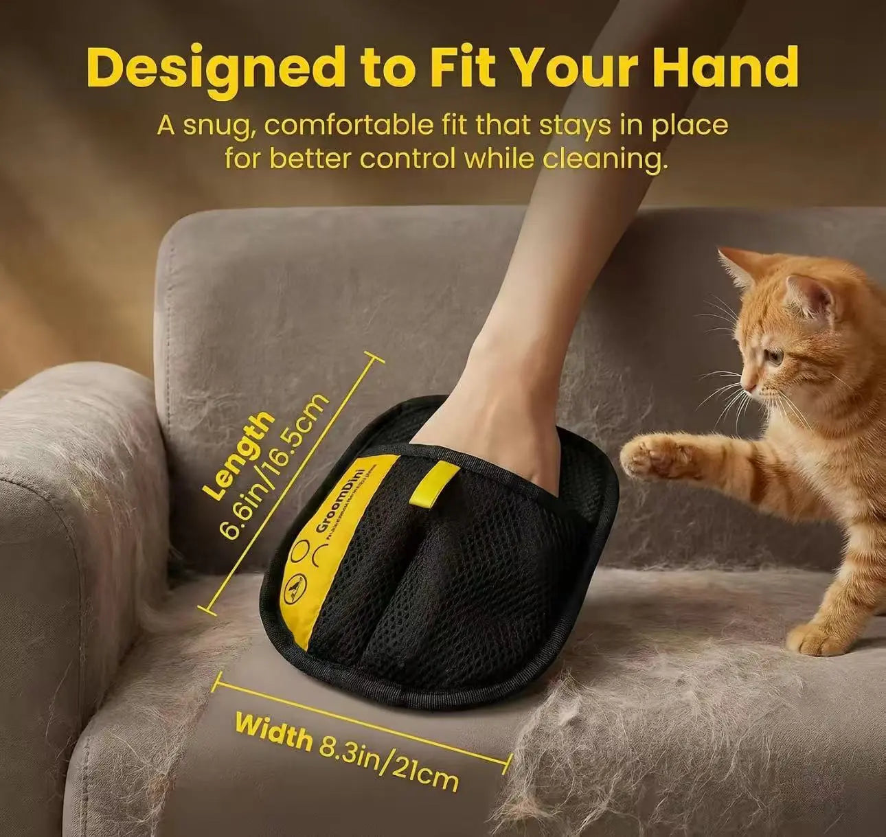 Multi-Surface Electrostatic Pet Hair Removal Glove & Reusable Fabric Brush