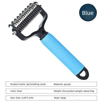 2-in-1 Stainless Steel Pet Grooming Comb: Professional Dematting & Deshedding Tool
